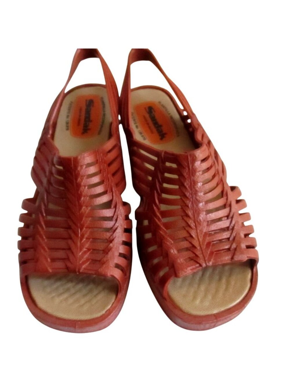 Vintage Womens Sandals 5 US 22 mexico Sandak Molded Rubber Brown Isabel NOS